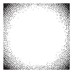 Poster - Abstract black and white dot pattern border with a gradient effect fading into white space