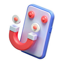 Aufkleber - 3d rendered smartphone with magnet and attraction elements isolated on transparent background