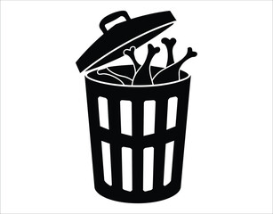 Aufkleber - Silhouette of Trash Can Filled with Bones