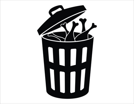 Silhouette of Trash Can Filled with Bones