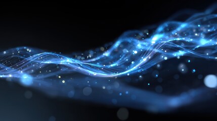 Poster - abstract design background light science futuristic digital technology glow wave blue space illustration