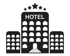 Poster - Hotel icon, vector. Modern five star hotel vector illustration collection sign symbol graphic design. Simple concept hotel sign icons isolated on white background. Vector image.