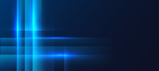 Poster - Abstract digital background with glowing geometric lines and light effects