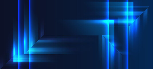 Poster - Abstract digital background with glowing geometric lines and light effects