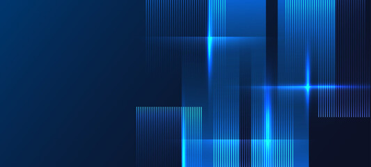 Poster - Abstract digital background with glowing geometric lines and light effects