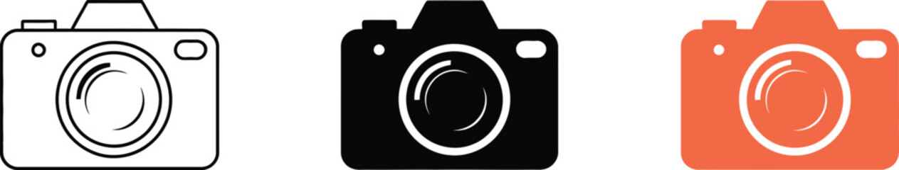 Aufkleber - Camera photography vector icon set digital dslr photo lens equipment illustration modern design minimal style editable vector illustration with png format