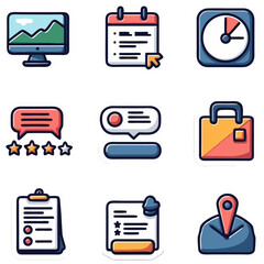 Aufkleber - Collection of digital icons representing business and communication concepts in a clean vector style