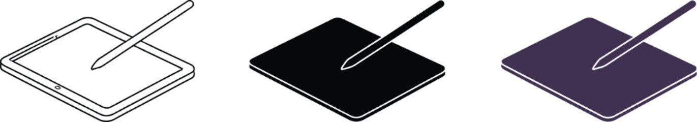Fototapete - Isometric digital drawing tablet with pen vector illustration for graphic design and web design use editable vector illustration with png format