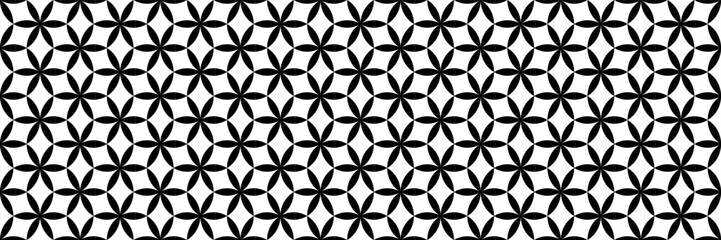 Aufkleber - horizontal seamless black petals pattern on white for background and design.