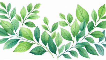 Naklejka na meble watercolor green leaves on white background