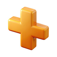 Aufkleber - Glossy orange plus symbol isolated on transparent background