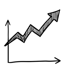 Poster - Doodle sketch vector icon of an upward trend graph for business and financial growth concepts