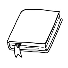 Aufkleber - Doodle sketch vector icon of an open book with a bookmark for education and learning concepts