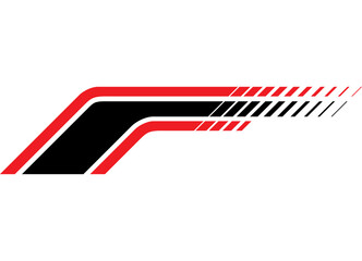 Poster - Red and black striped vector pattern for car body, boat, motorcycle, sportswear, toy, Sports design element. Racing stripe. dynamic lines. Speed
