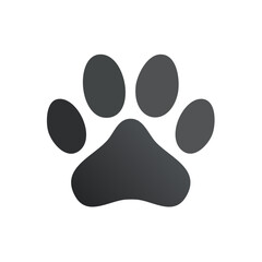 Poster - Animal paw print icon design on solid black background for pets veterinary or wildlife themes simple elegant graphic