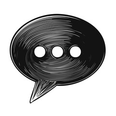Poster - Speech Bubble Hand-Drawn Style with Three Dots on a Black Background