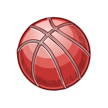 Sporty red basketball illustration on black backdrop for game promotions and athletic concepts simple graphic design