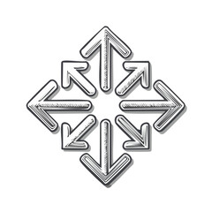 Poster - Hand-drawn Arrows Pointing in Four Directions on Black Background