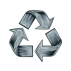Poster - Recycle Symbol, Vector Illustration of Arrows in Triangular Shape on Black Background