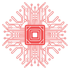 Aufkleber - Stylized Circuit Board Illustration with Red Lines for Technology Backgrounds