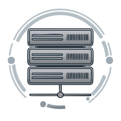 Poster - Data Server Illustration Network Connection Servers Hosting Cloud Computing System Technology