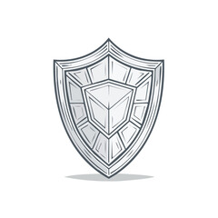 Poster - Stylized Illustration of a Shield with geometric patterns Protection defense and security representation in isolated composition for icons or logos