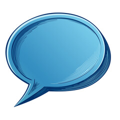 Fototapete - Blue Speech Bubble Design for Chat Message Communication in Hand Drawn Engraving Style on Black Background