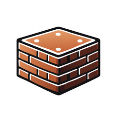 Poster - Isometric Brick Construction Element with White Highlights Against Black Background Graphic Style