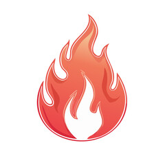Poster - Stylized Flame Icon Graphic Element Cartoon Fire Embers Burning Red Hot Energy Heat Black Background