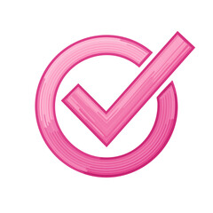Poster - Pink Checkmark Icon with Circle Outline for Approval and Task Completion on Black Background