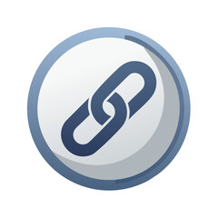 Poster - Blue Chain Link Icon on White Round Button Connection Connectivity Concept Illustration