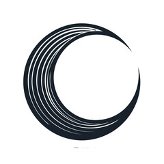Poster - Abstract crescent moon illustration in dark blue with white lines on black background elegant celestial cosmic design element