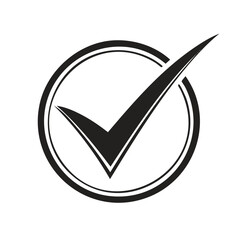 Poster - Dark Check Mark in Circle on Black Background Representing Approval and Success