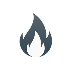 Poster - Isolated Flame Graphic on Black Backdrop, Burning Fire Icon Symbol, Grey and White Tones