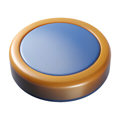 Fototapete - A round blue and gold button isolated on transparent background for user interface design