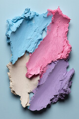 Poster - Creative arrangement of colorful textured materials on a light background