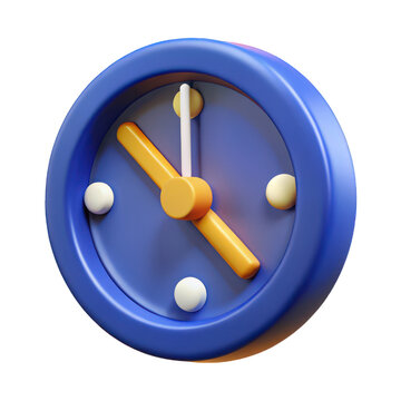 Cartoon clock isolated on transparent background