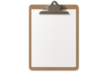 Poster - Clipboard with blank white paper attached, isolated on a transparent background, ready for your message or design