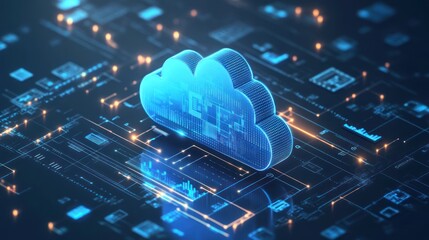 Wall Mural - Abstract digital cloud computing graphic