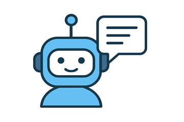 Poster - Icon of a chatbot accompanied by a speech bubble, serving as a virtual assistant on a website, embodying the concept of a chatbot for customer service