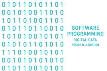 Aufkleber - Vector illustration featuring binary code on a dark background represents a software programming concept with glowing numbers and dots symbolizing digital data in a technological style suitable for a