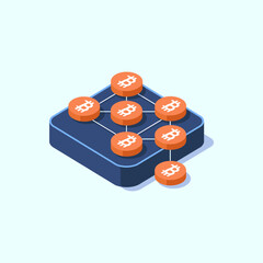 Poster - Blockchain icon vector illustration, Cryptocurrency blockchain sign, Machine learning symbol, Technology and AI concept