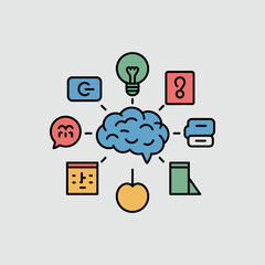 Poster - Brainstorming icon vector illustration, Technology and AI concept