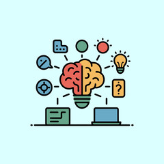 Poster - Brainstorming icon vector illustration, Technology and AI concept