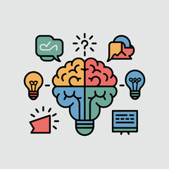 Poster - Brainstorming icon vector illustration, Technology and AI concept