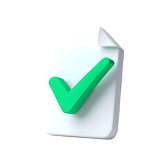 Aufkleber - 3d green check mark on white paper document isolated on transparent background