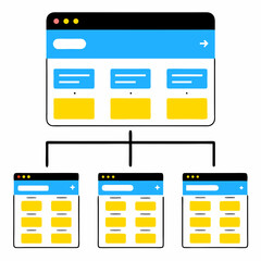 Website sitemap icon with structure blocks