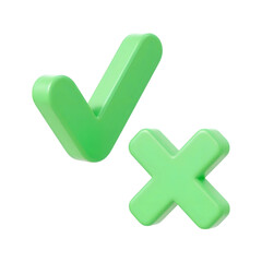 Aufkleber - Green checkmark and cross symbols isolated on black background for decision making