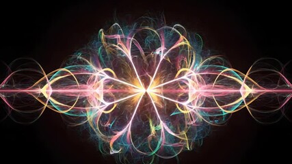 Wall Mural - Abstract colorful light waves fractal art design, dark background, website banner