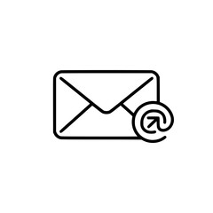 Poster - Email outline icon with arrow symbolizing send action 